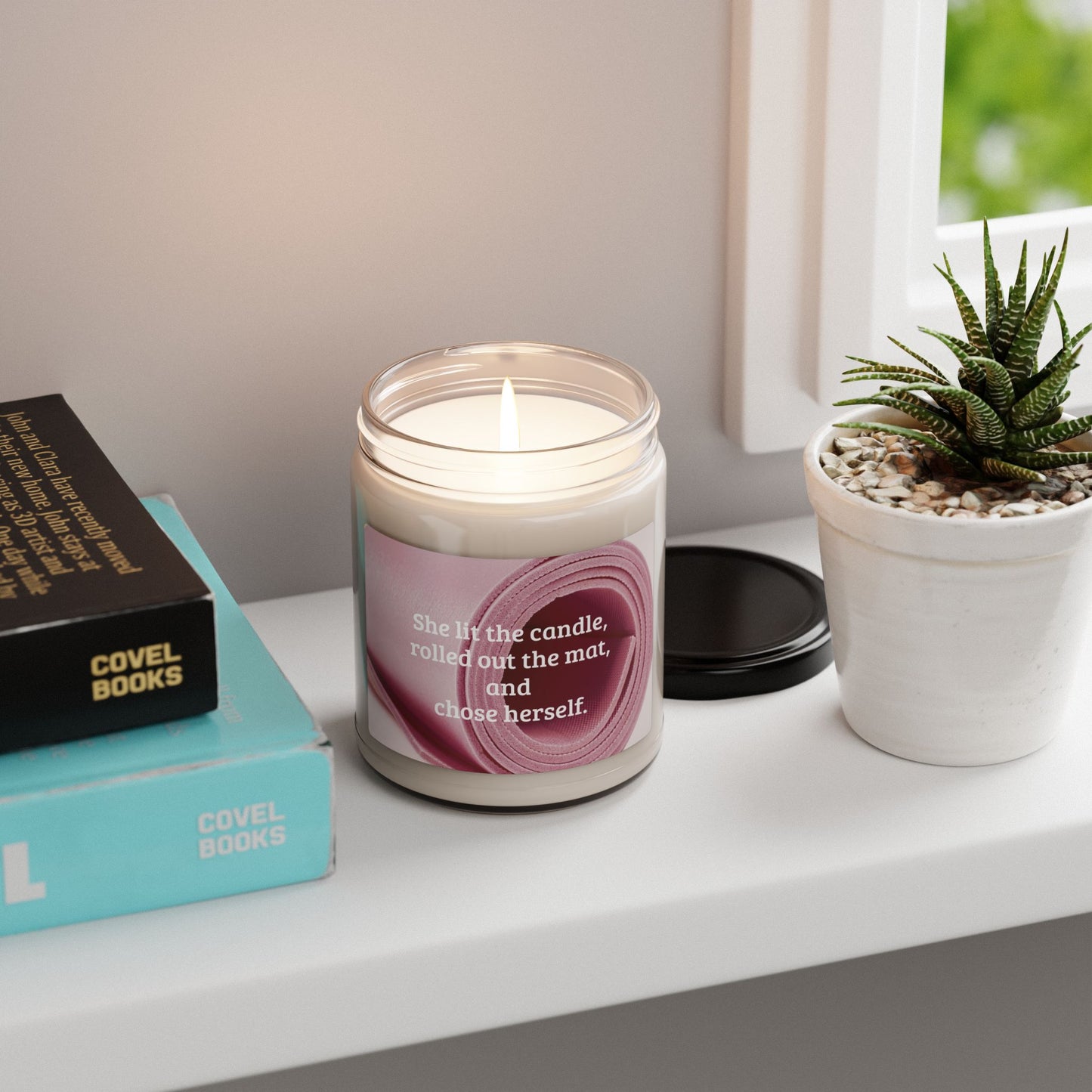 Soy Candle — "She lit the candle, rolled out the mat, and chose herself." Scented 9oz