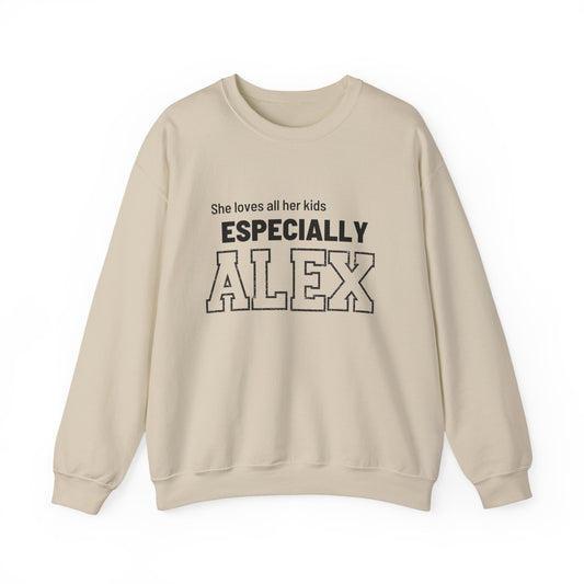 Funny Mom Sweatshirt Personalized | Mom of Three Favorite Child | Custom Names Mother's Day Gift | Shhh Alex is the Favorite Sweater - FARS