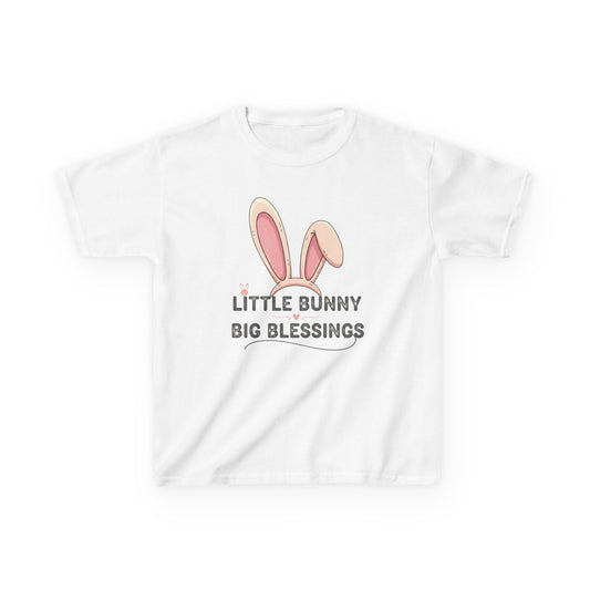 Kids Tee — "Little Bunny Big Blessings" Easter Bunny Shirt