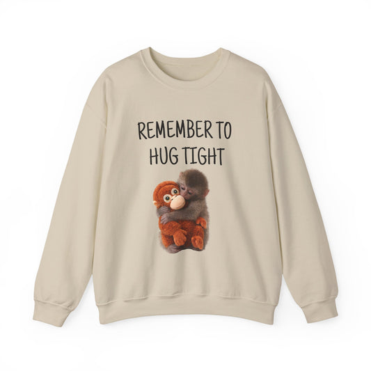 Remember to Hug Tight monkey punch Sweatshirt | Cute vintage - style animal design - FARS