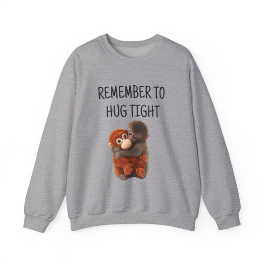 Remember to Hug Tight monkey punch Sweatshirt | Cute vintage - style animal design - FARS