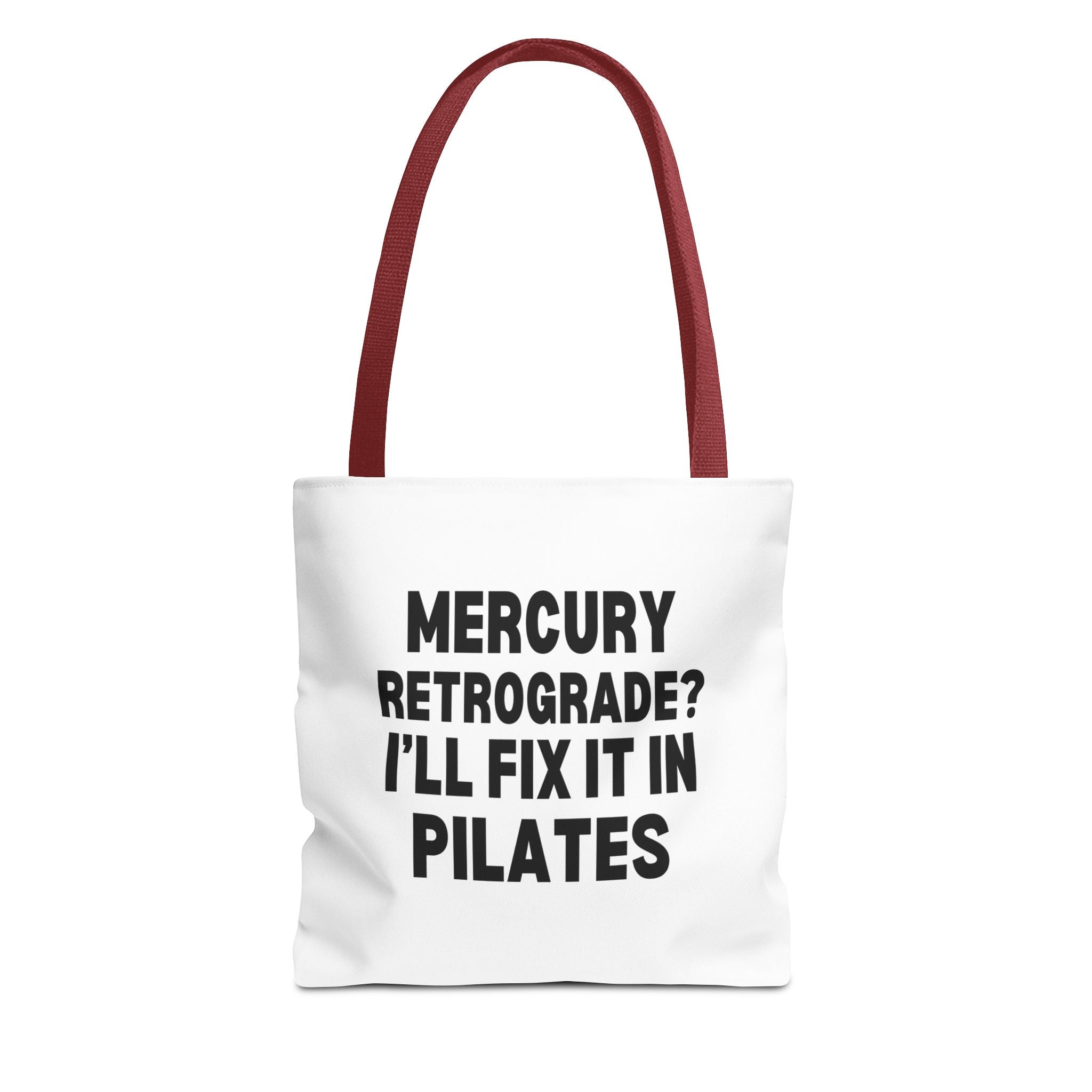 Pilates Tote Bag — “Mercury Retrograde? I’ll Fix It in Pilates” | Aligned Spine & Stars Yoga Tote